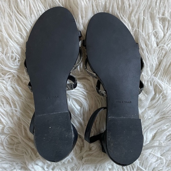 Cole Haan Black Mercer Leather Snake Print Embossed Gladiator Sandals EUC 8.5 - Picture 7 of 10